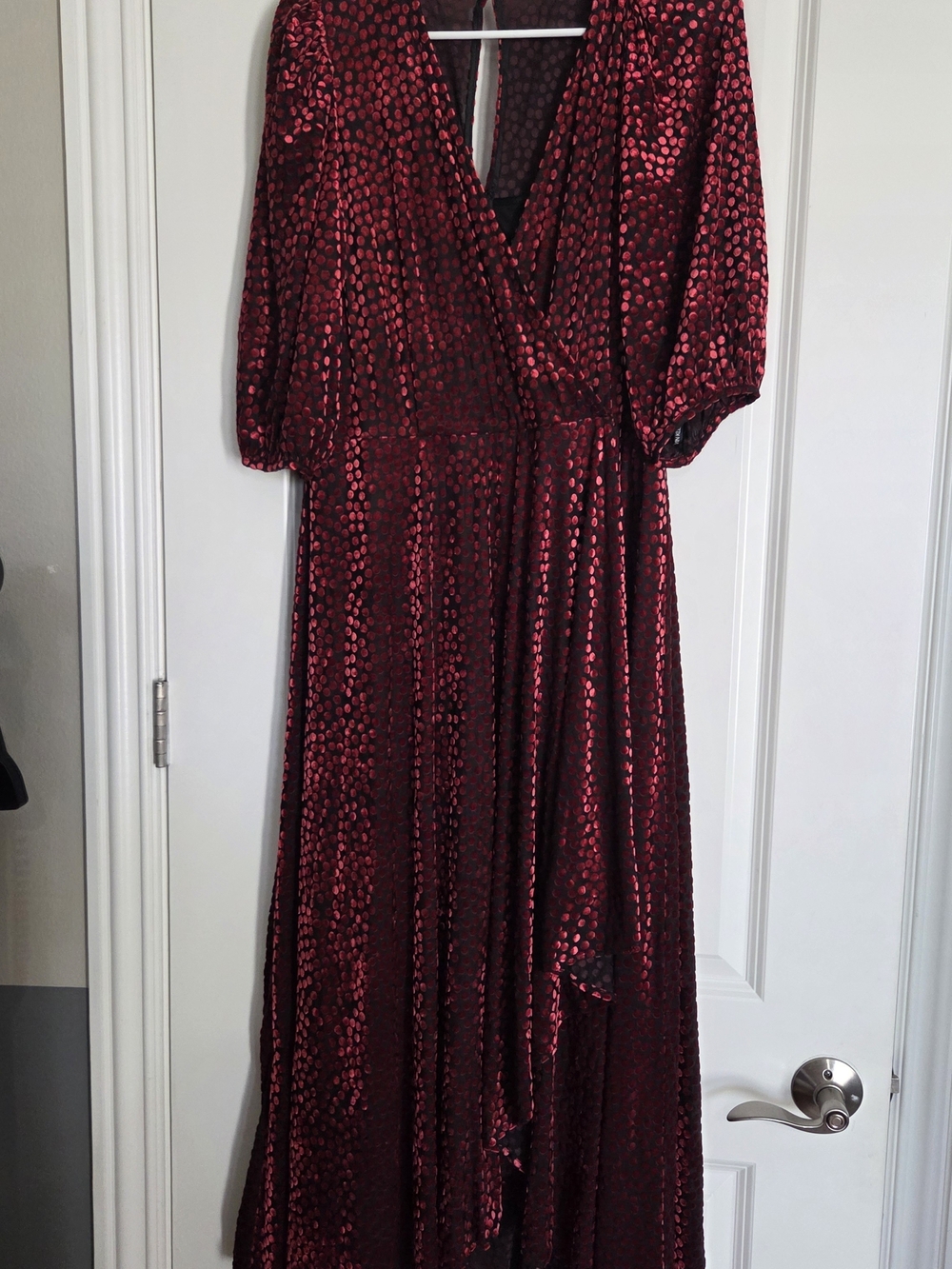 Calvin Klein Deep Red Velvet Maxi Dress